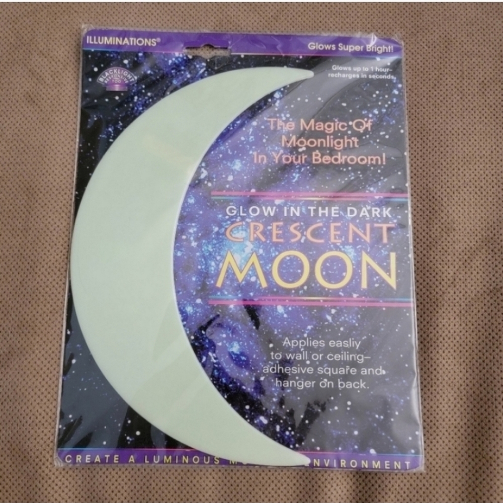 Glow in the dark crescent moon wall cling